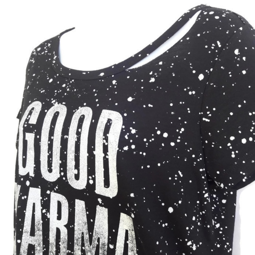 Graphic Tee Good Karma Black Splattered Paint M - Picture 2 of 5